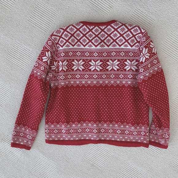 Christmas Red Fair Isle Warm Preppy Sweater SP - Picture 4 of 7
